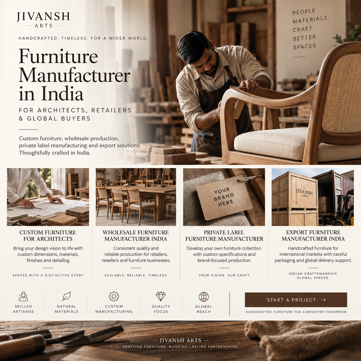 Furniture manufacturer in India for architects, retailers and global buyers | Jivansh Arts
