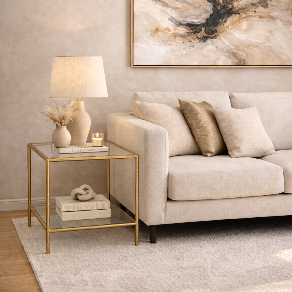 Aurielle Gold Glass Accent Side Table