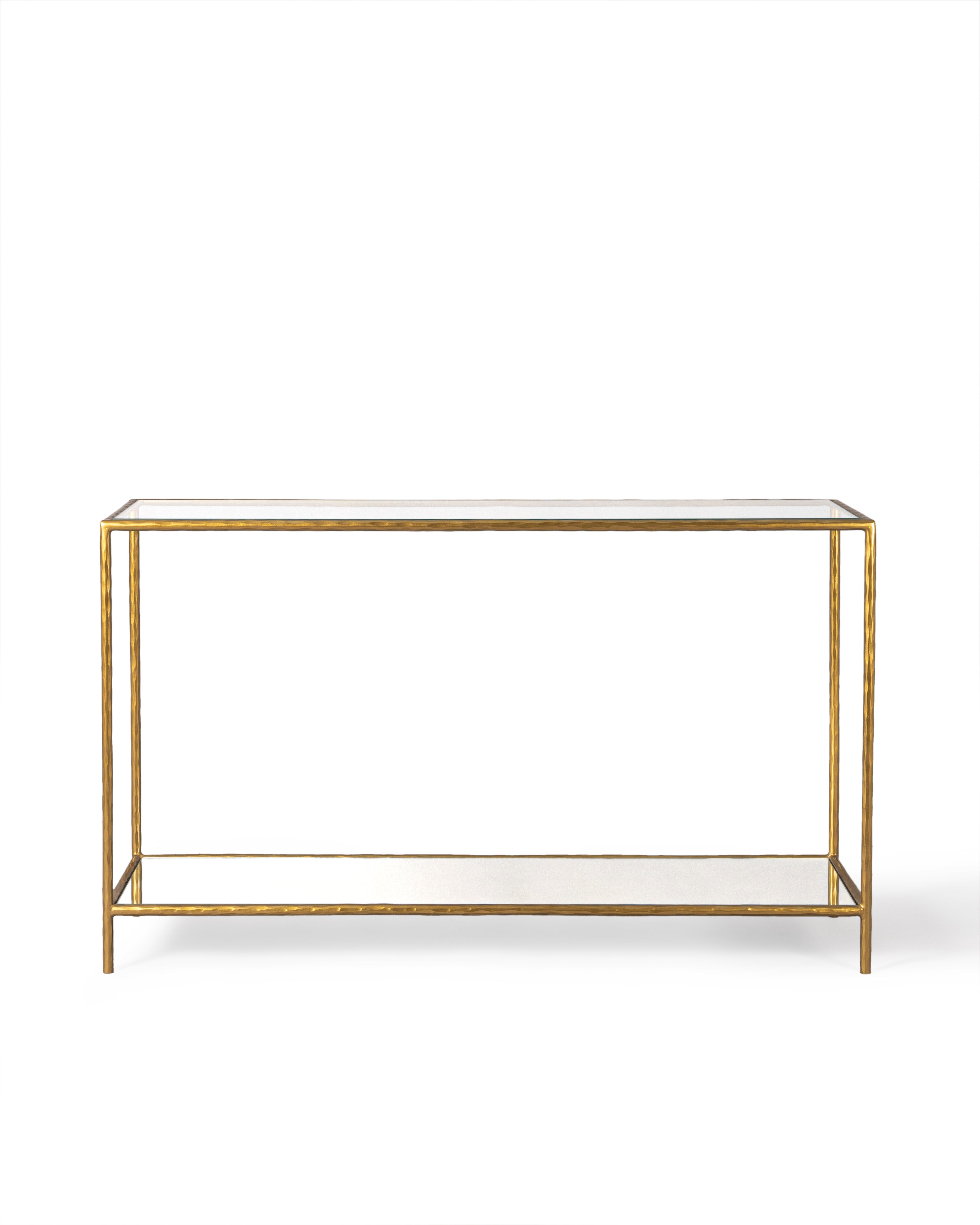 Aurora Luxe Gold Glass Console Table