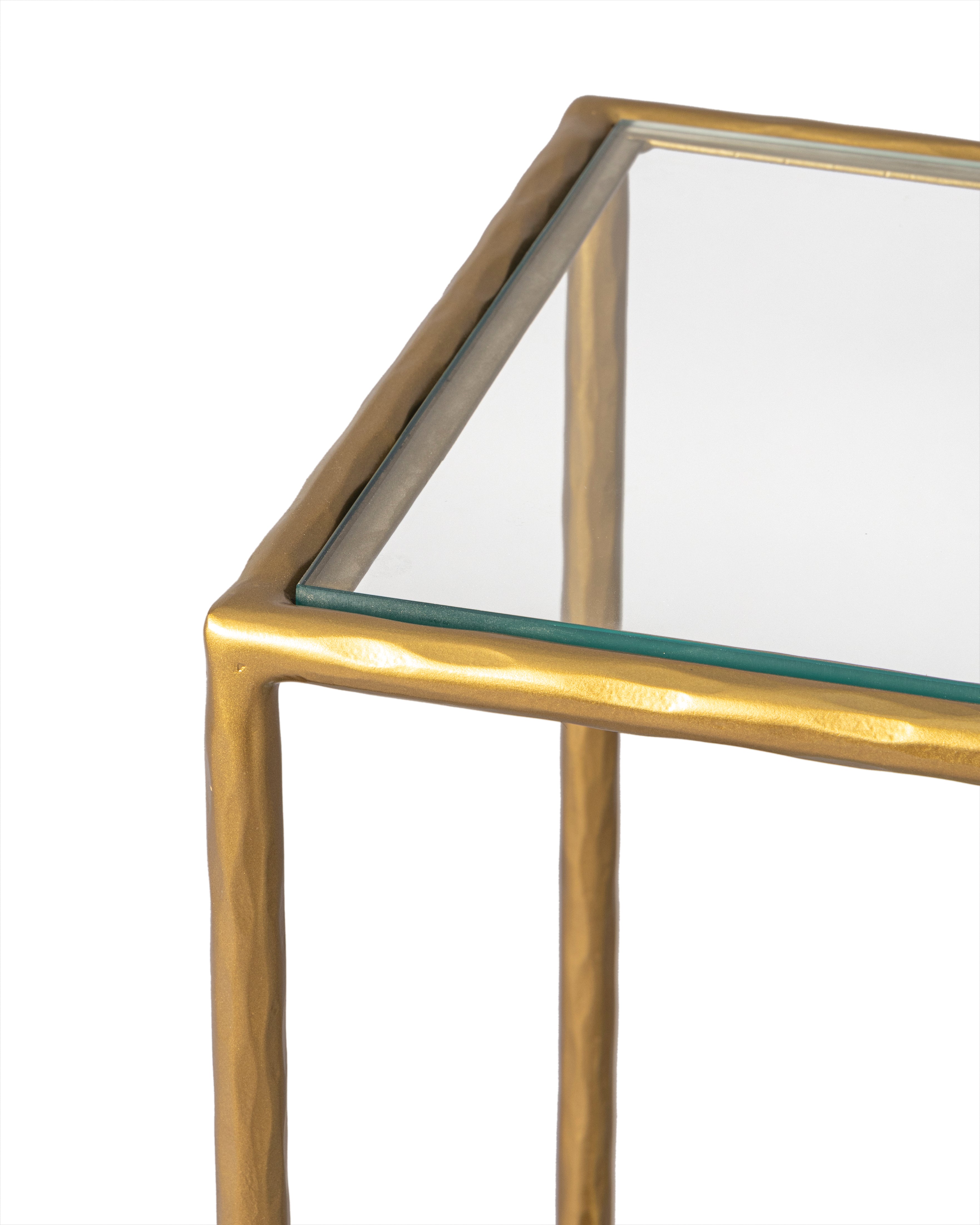 Aurora Luxe Gold Glass Console Table