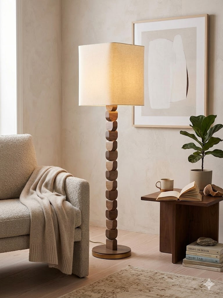 Aurora Stacked Wood Floor Lamp