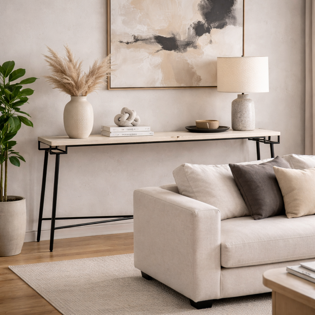 Axton Minimal Industrial Console Table