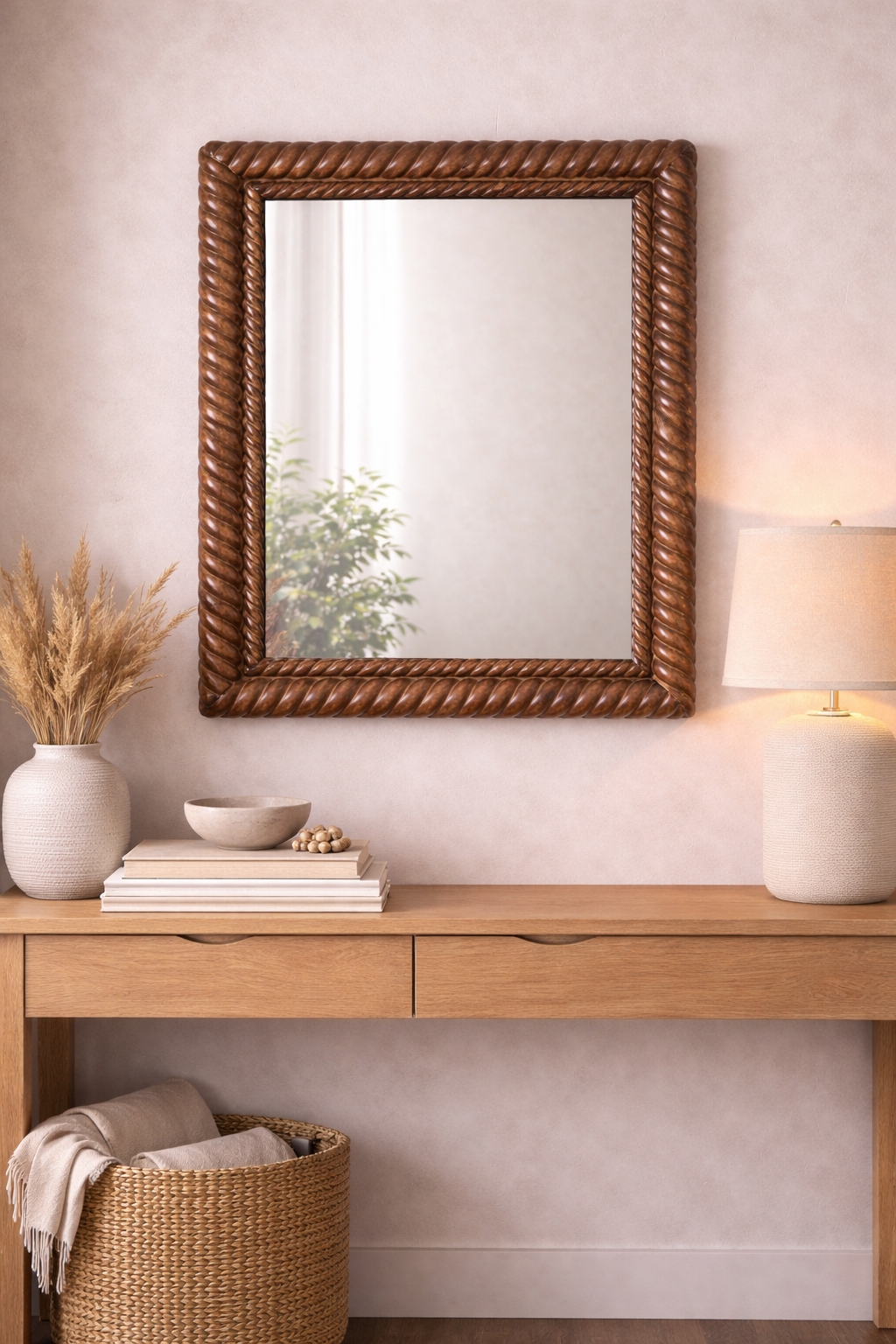 Cordelia Rope Carved Wooden Mirror