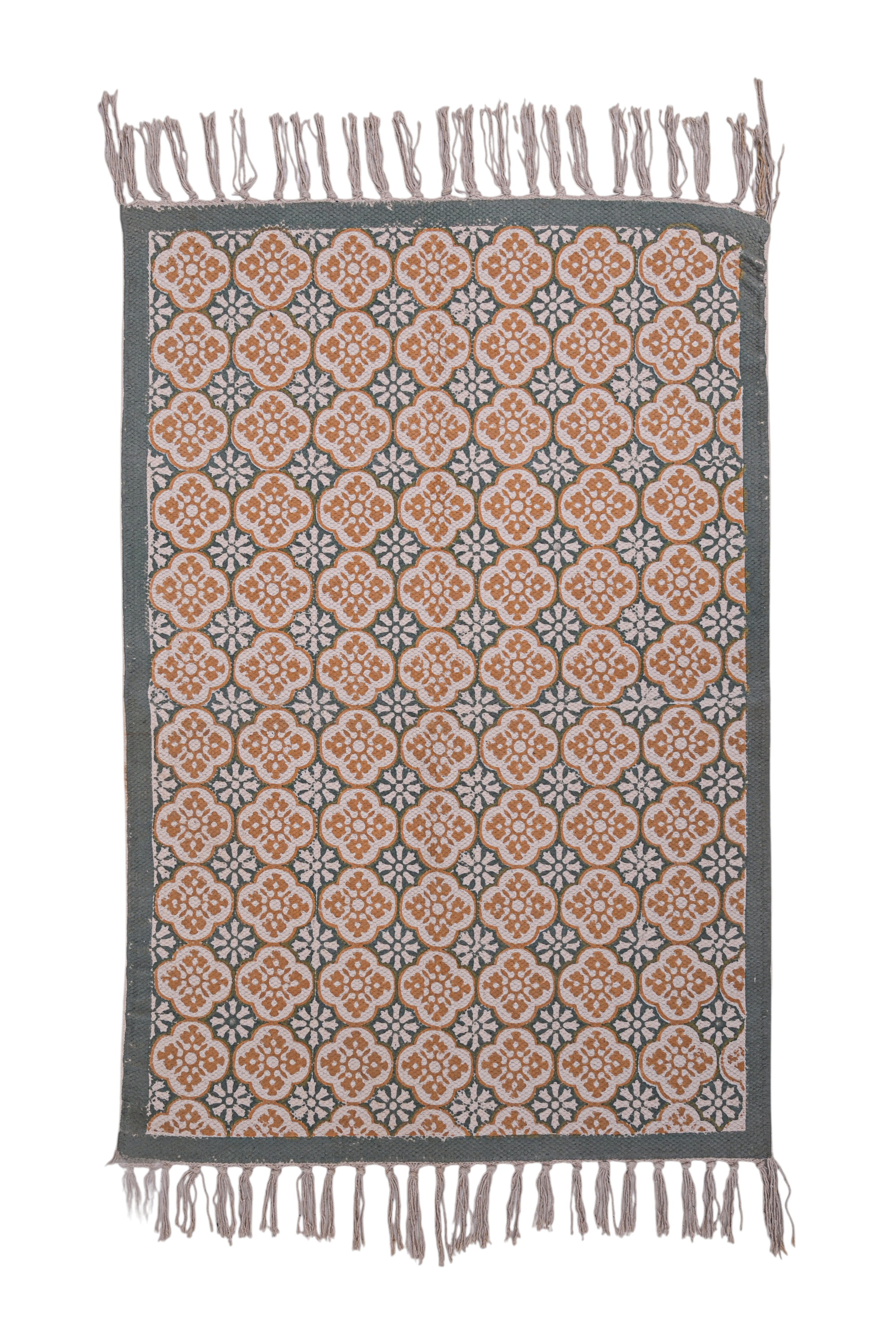 Terracotta Tile Cotton Printed Rug