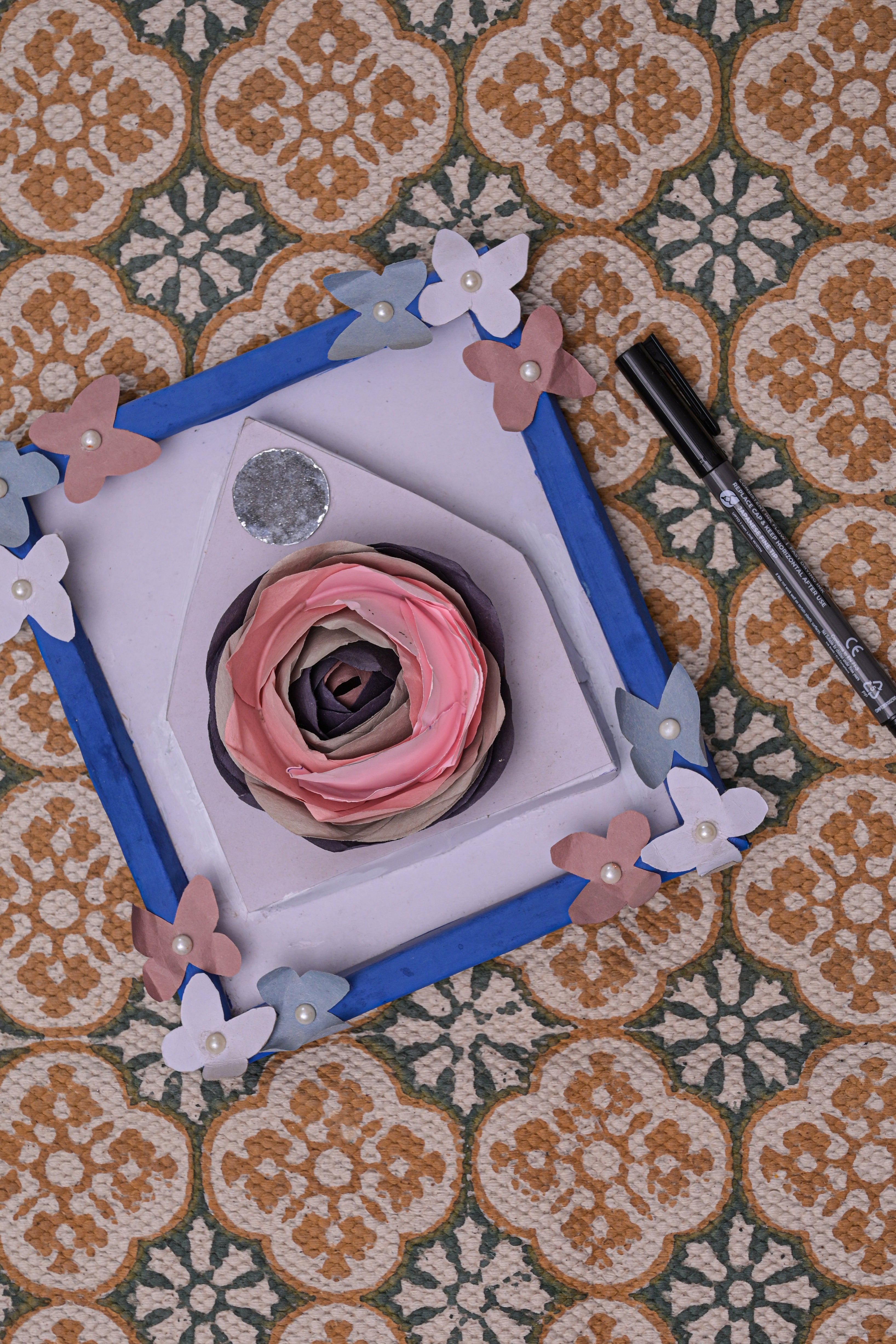 Terracotta Tile Cotton Printed Rug