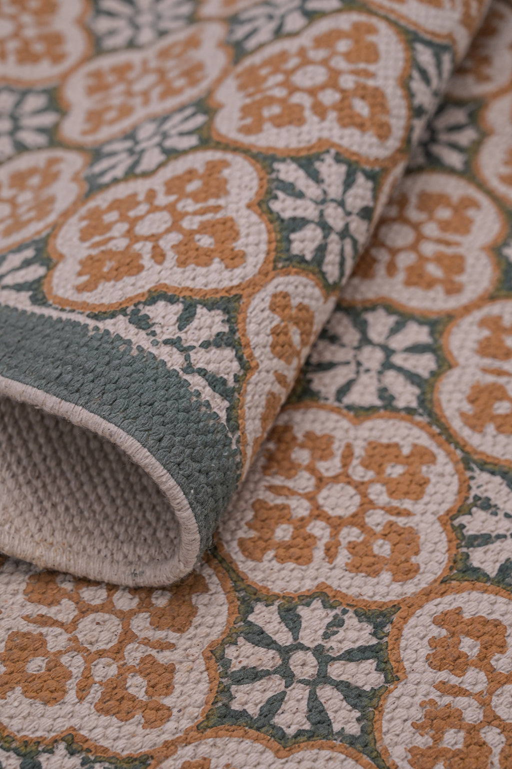 Terracotta Tile Cotton Printed Rug