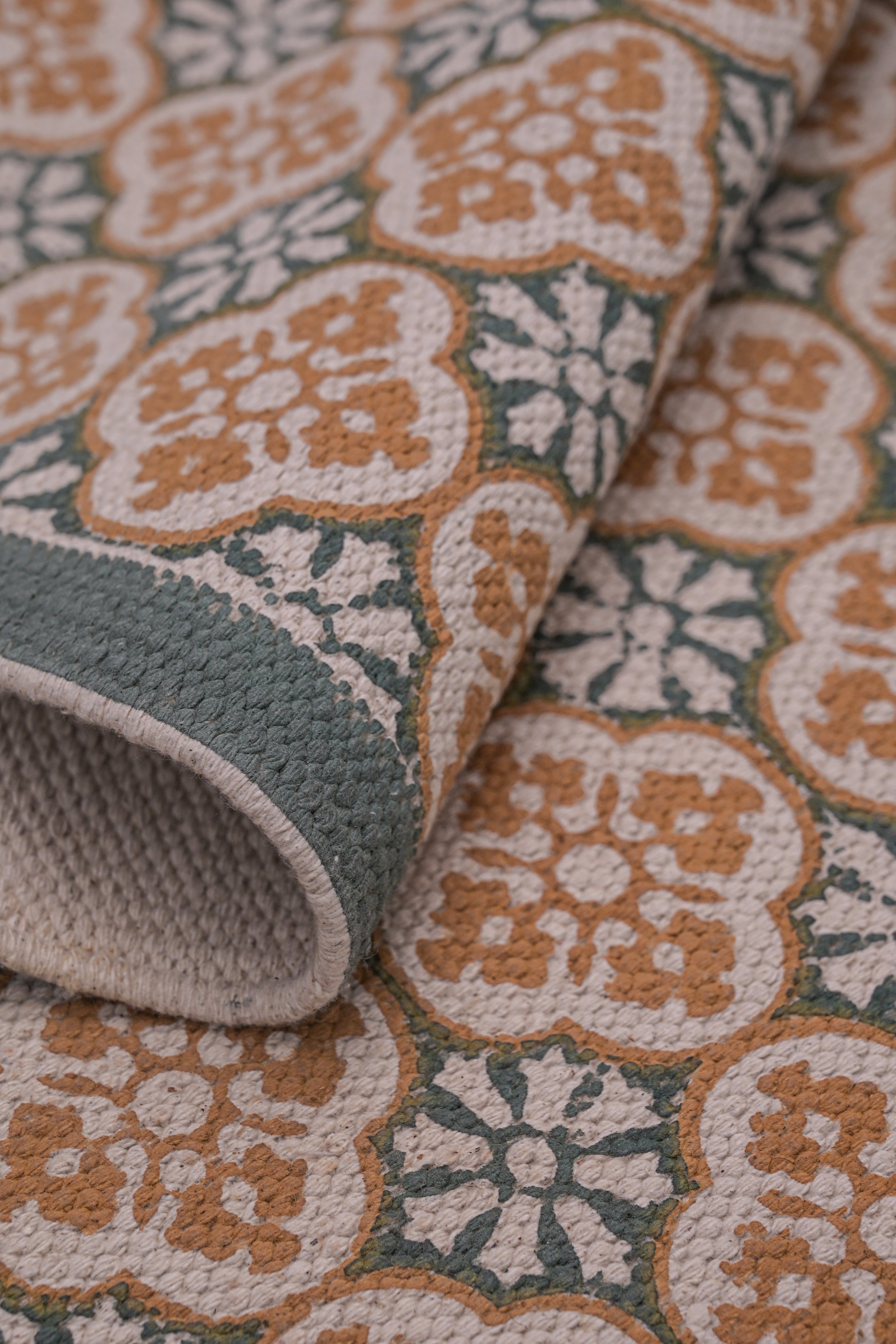 Terracotta Tile Cotton Printed Rug