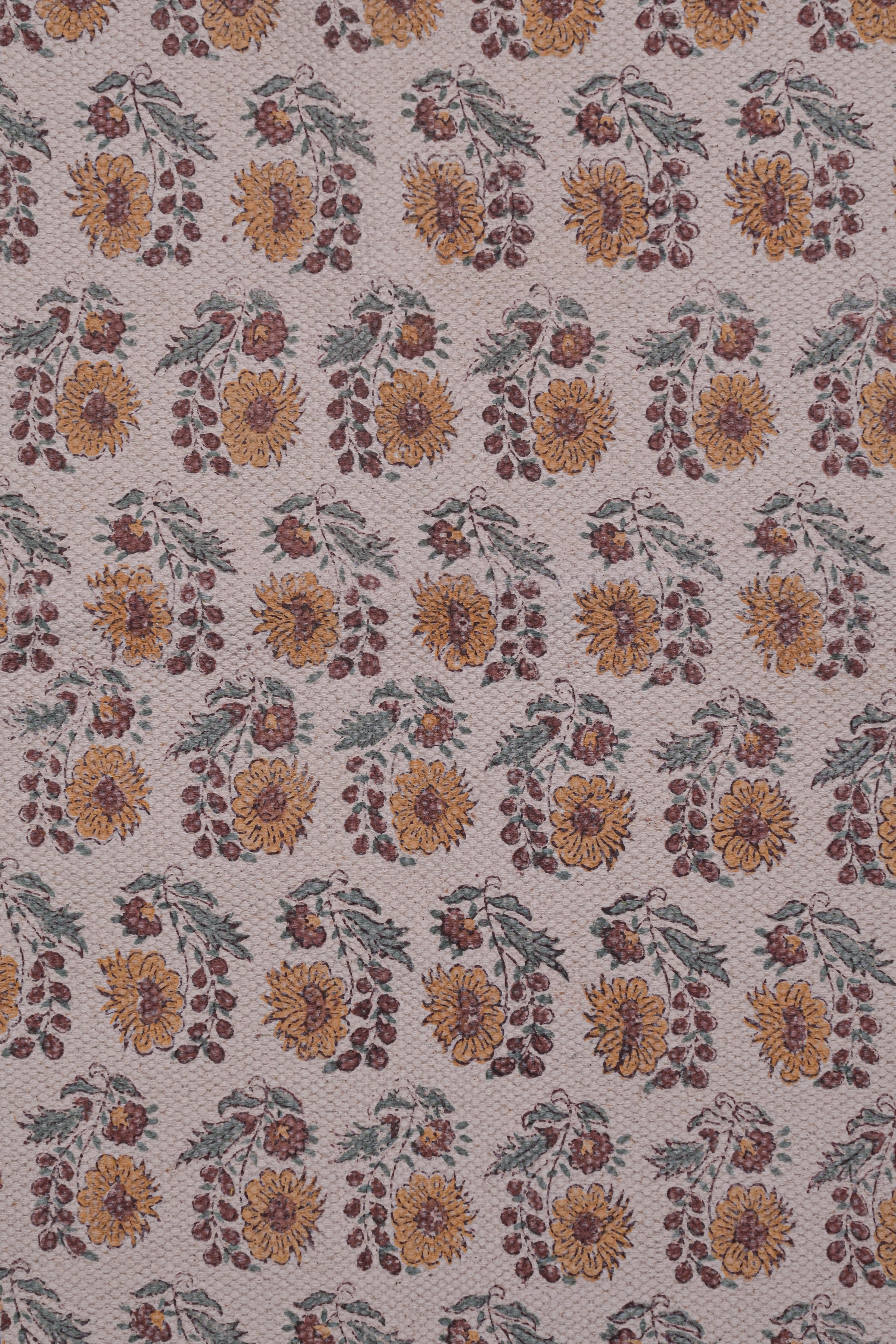 Azure Bloom Heritage Cotton Runner Rug