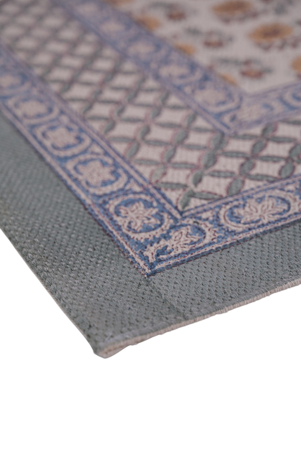 Azure Bloom Heritage Cotton Runner Rug