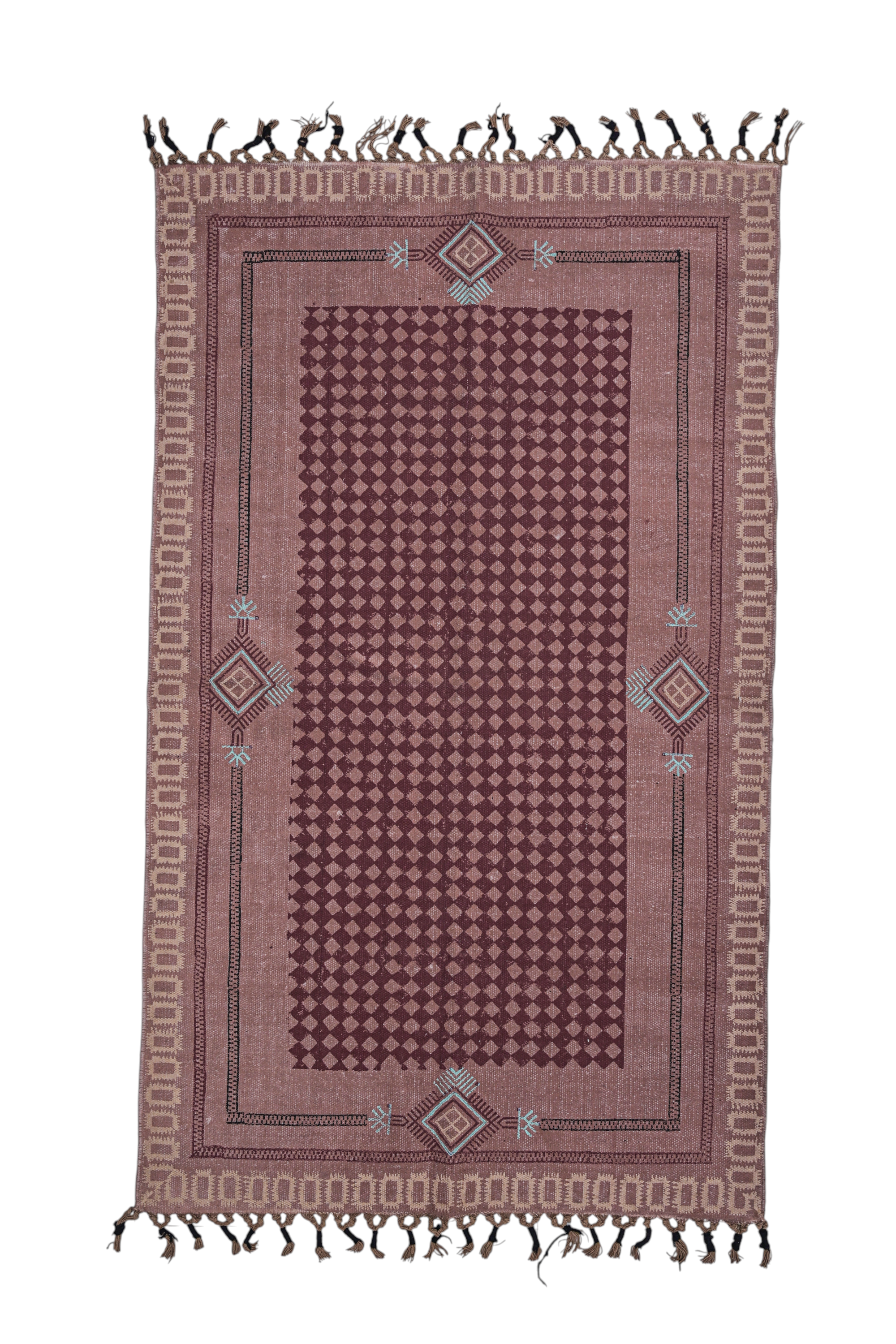 Maroon Mirage Tribal Cotton Rug