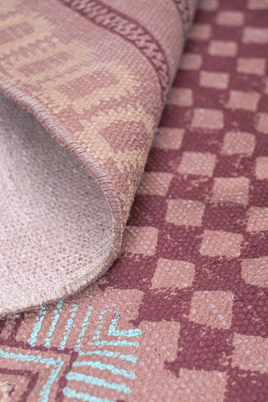 Maroon Mirage Tribal Cotton Rug