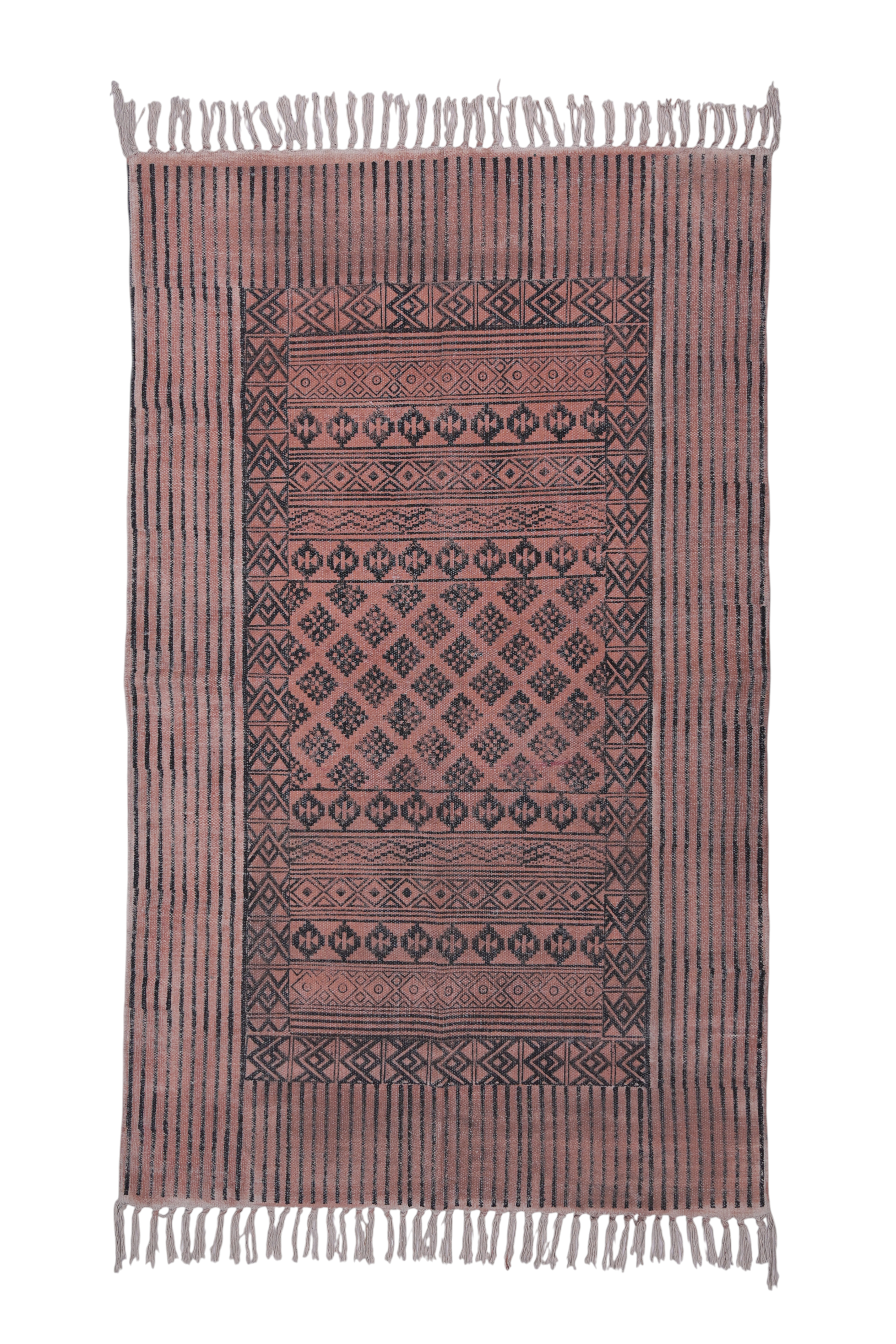 Rust Ember Tribal Cotton Rug