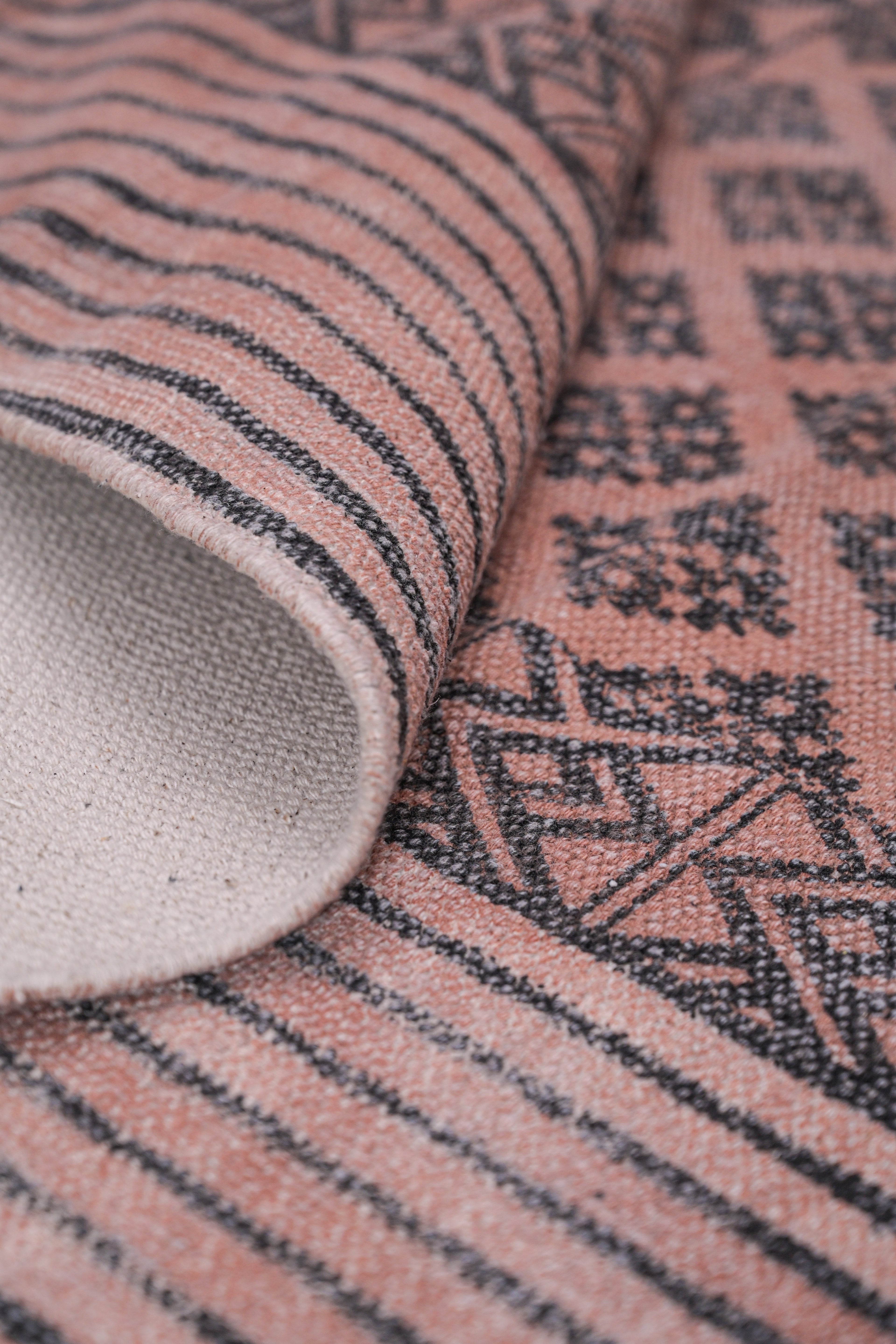 Rust Ember Tribal Cotton Rug