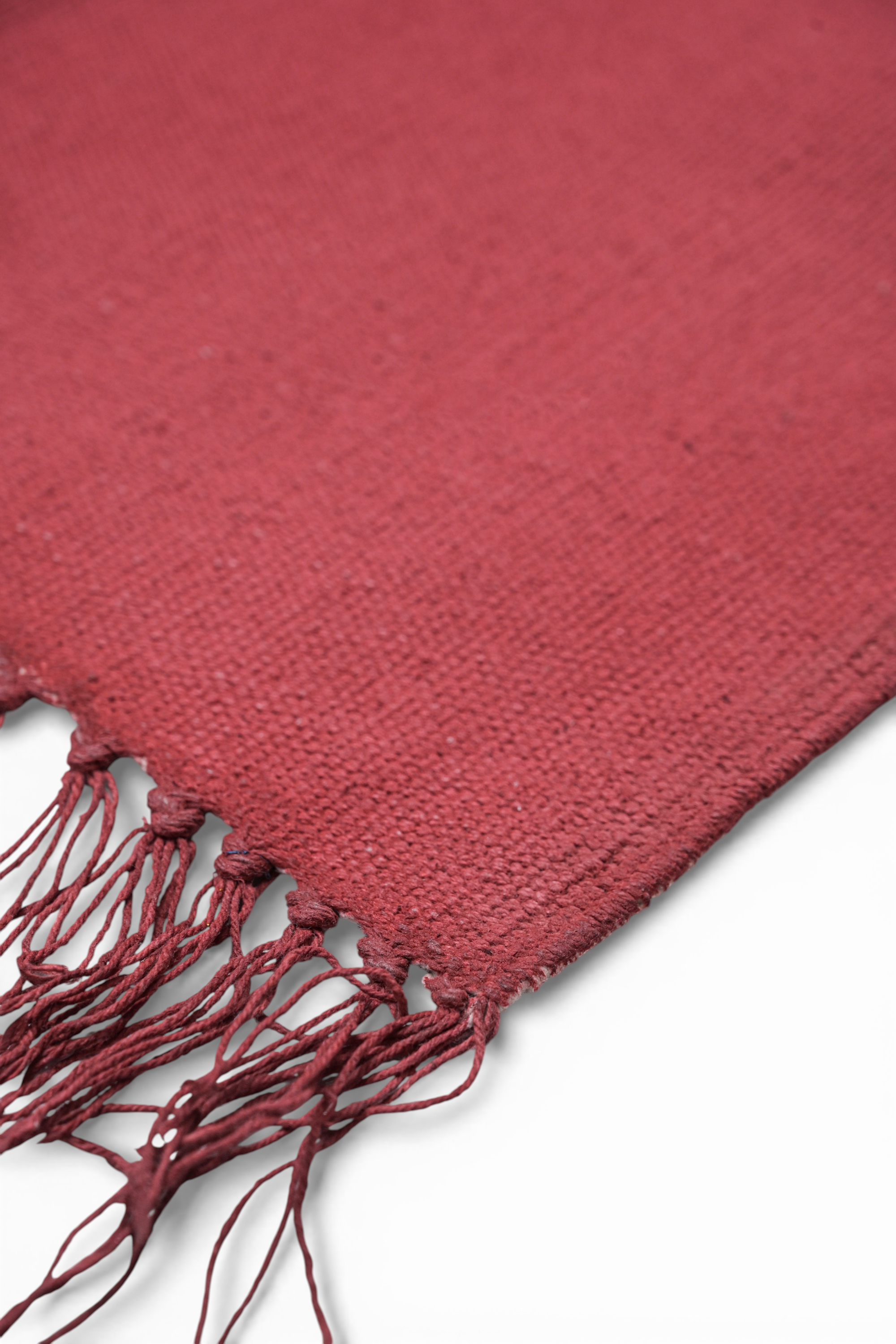 Crimson Earth Solid Cotton Rug