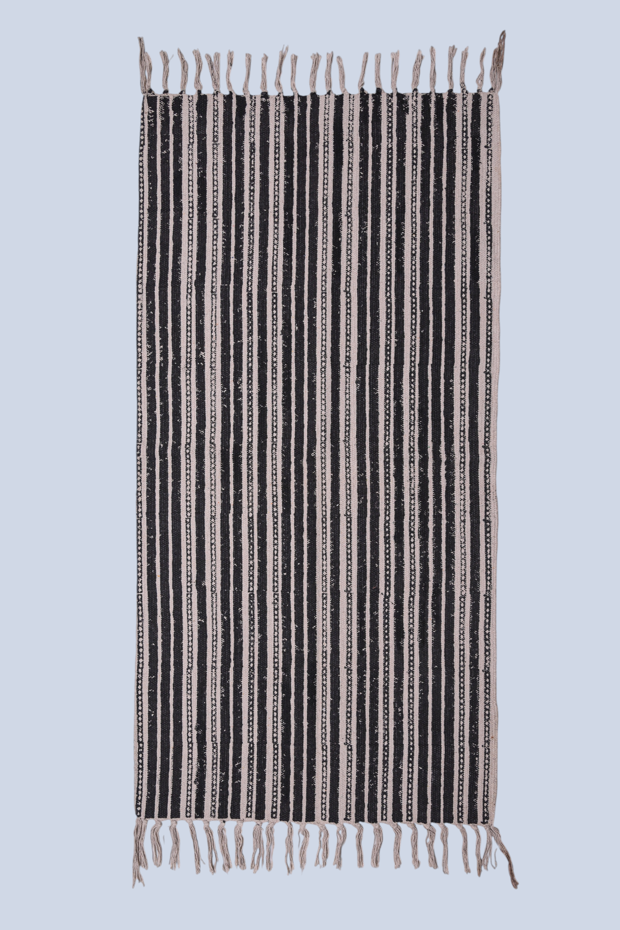Midnight Stripe Minimal Cotton Rug