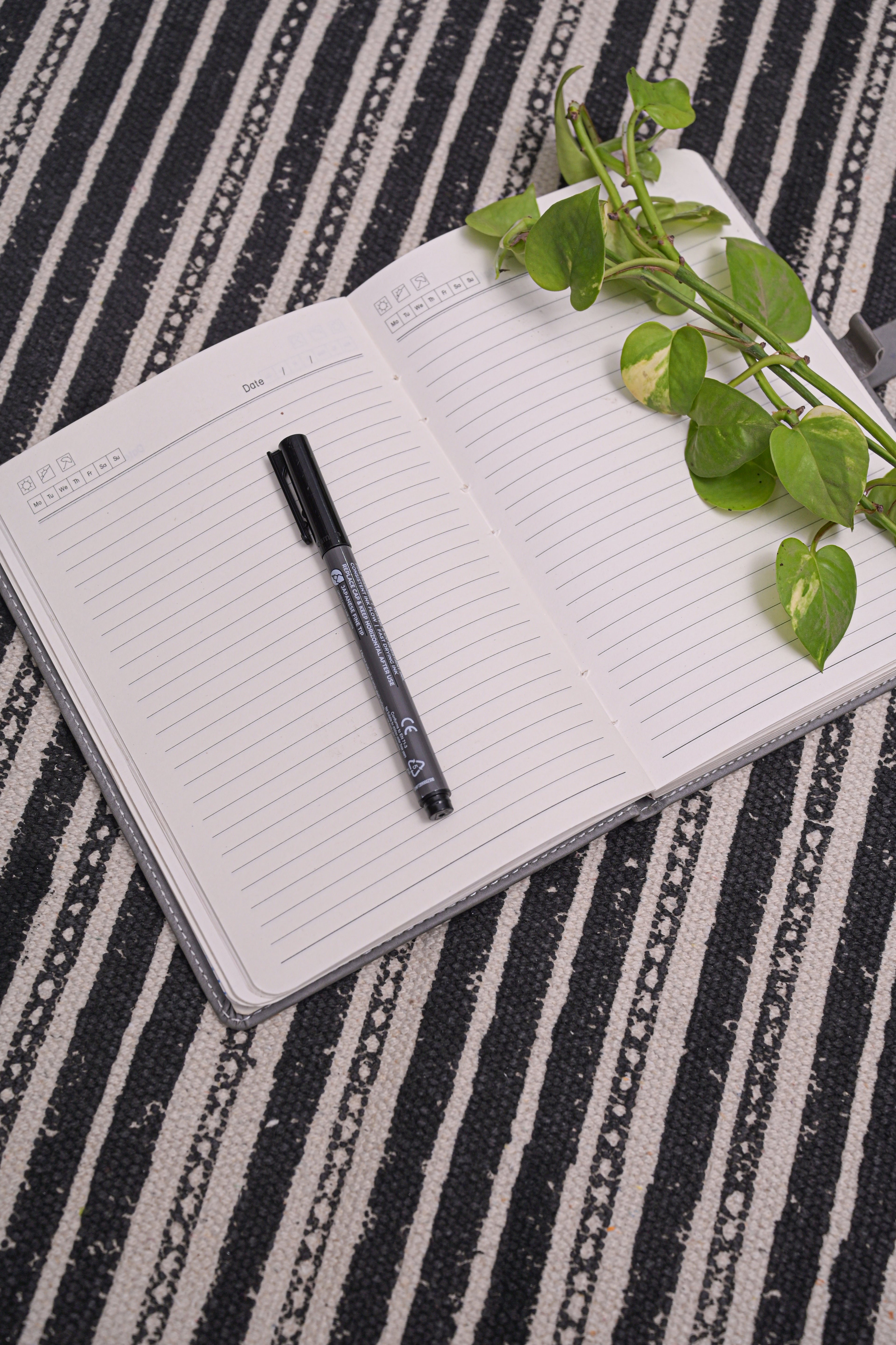 Midnight Stripe Minimal Cotton Rug