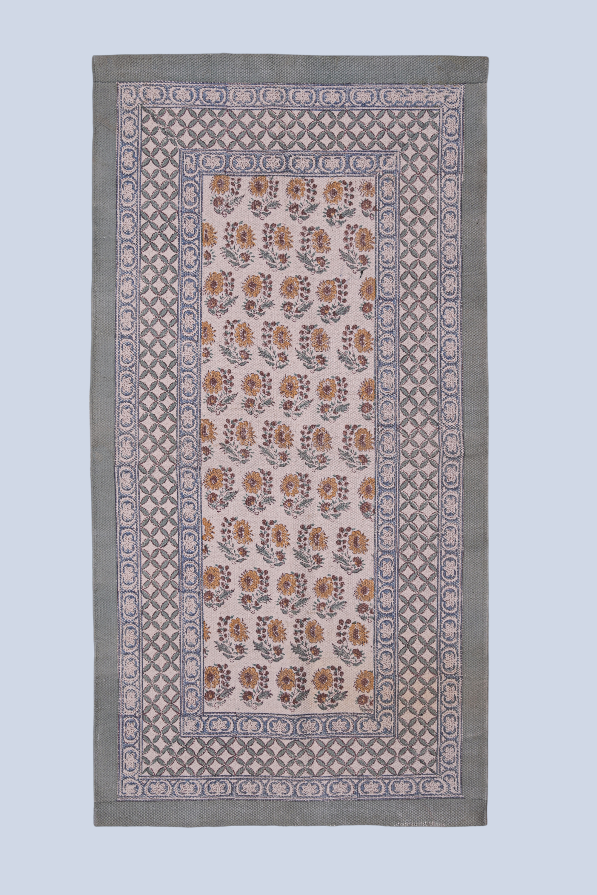 Indigo Meadow Floral Cotton Rug