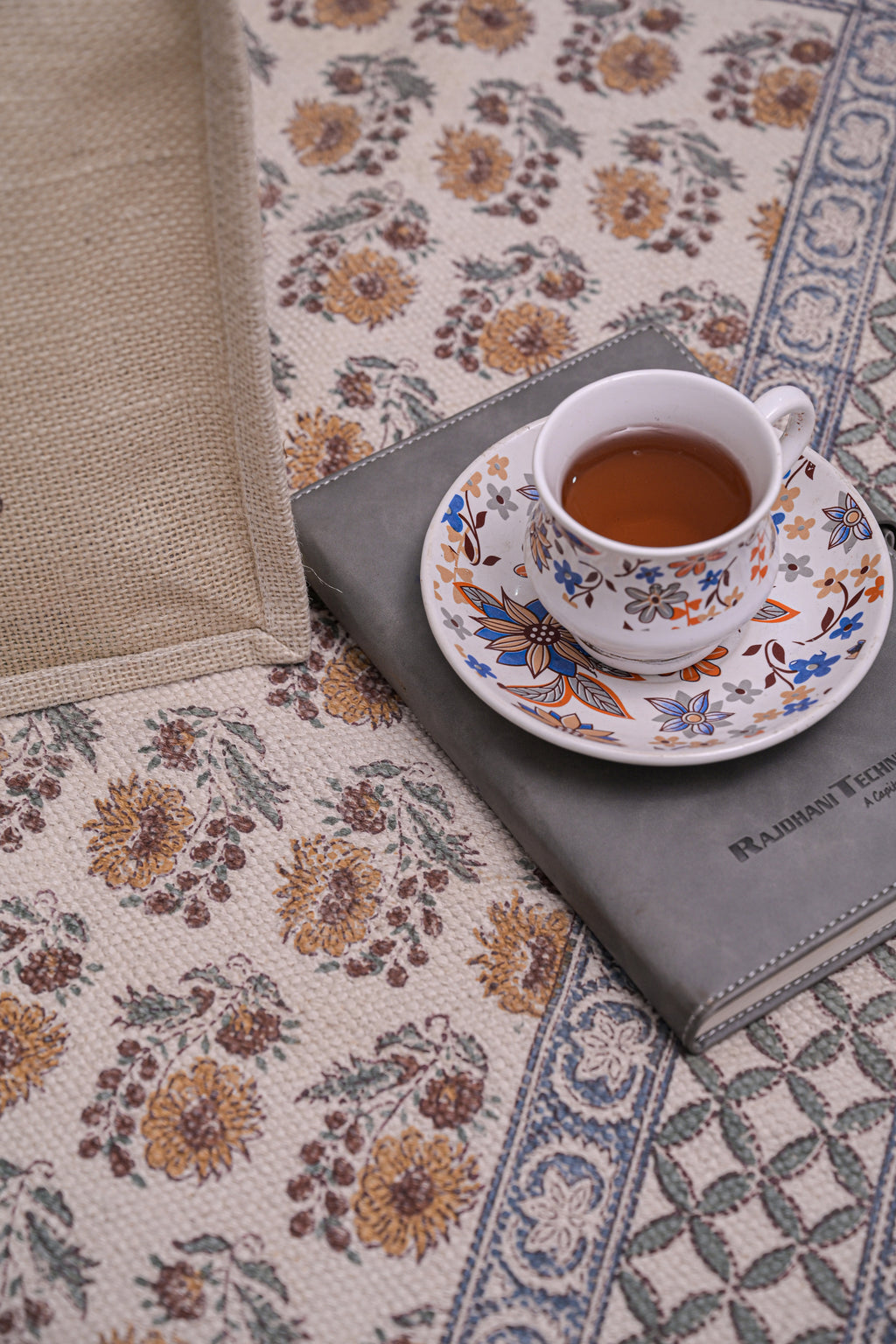 Indigo Meadow Floral Cotton Rug