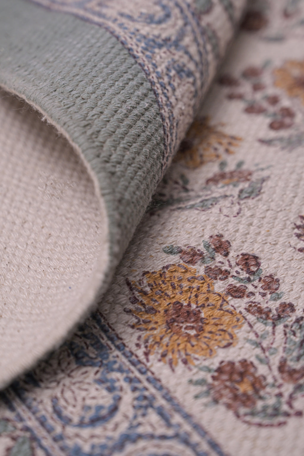 Indigo Meadow Floral Cotton Rug