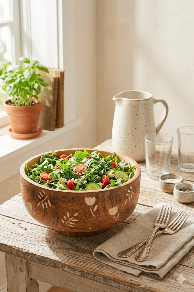 FloraCraft Wooden Serving Bowl