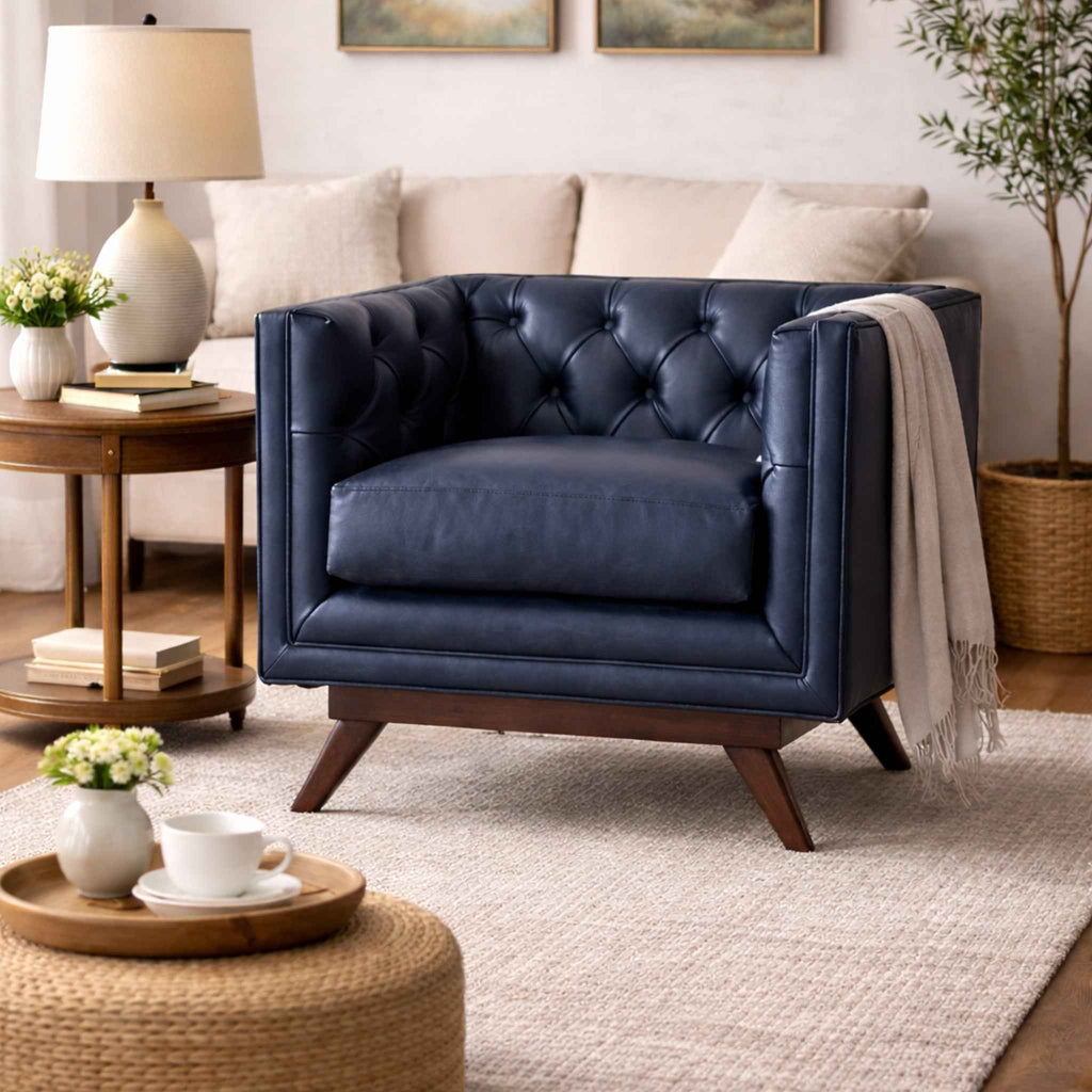 Hudson Tufted Leather Accent Armchair