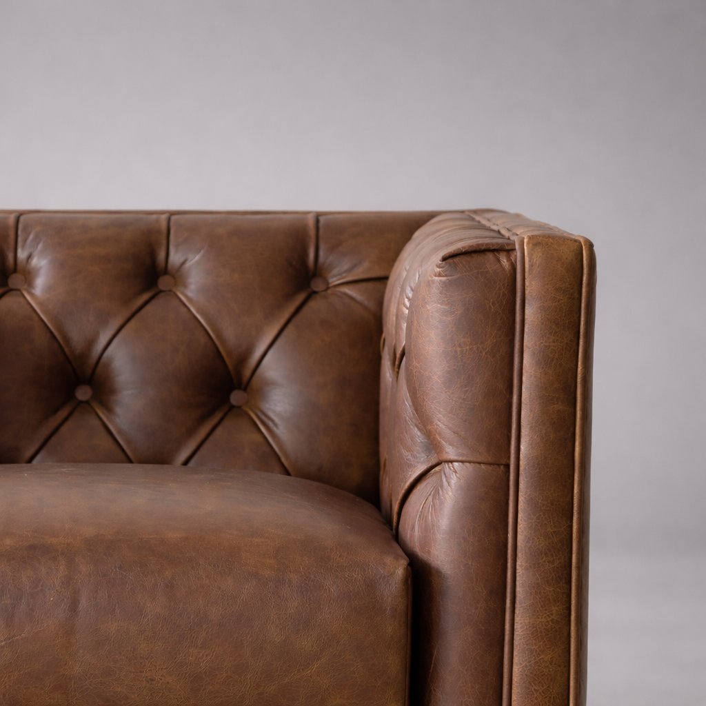 Hudson Tufted Leather Accent Arm Chair