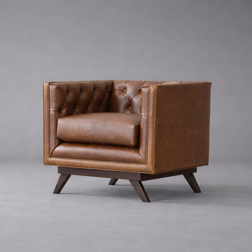 Hudson Tufted Leather Accent Arm Chair