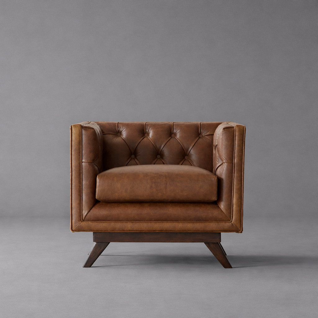 Hudson Tufted Leather Accent Arm Chair
