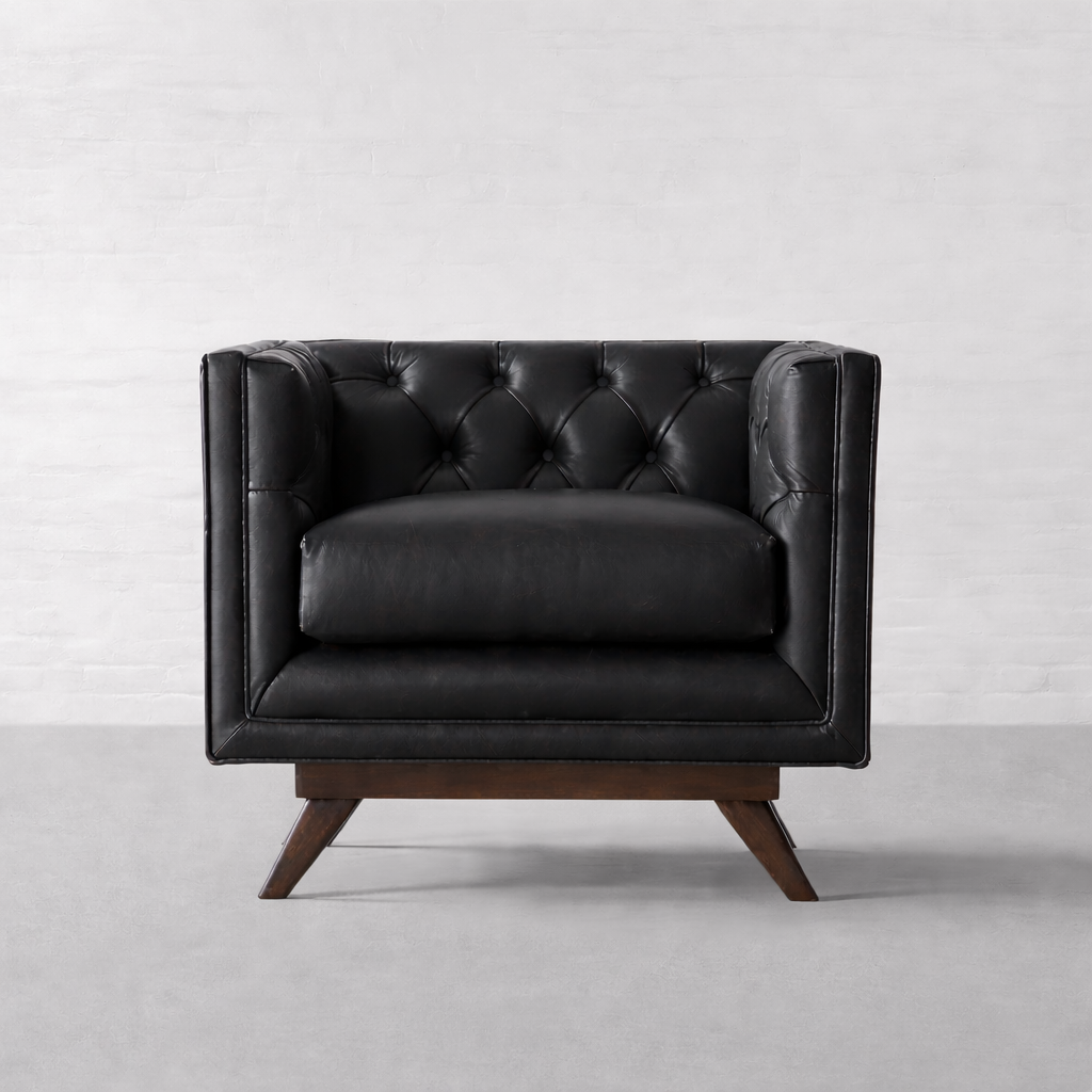 Hudson Tufted Leather Accent Arm Chair
