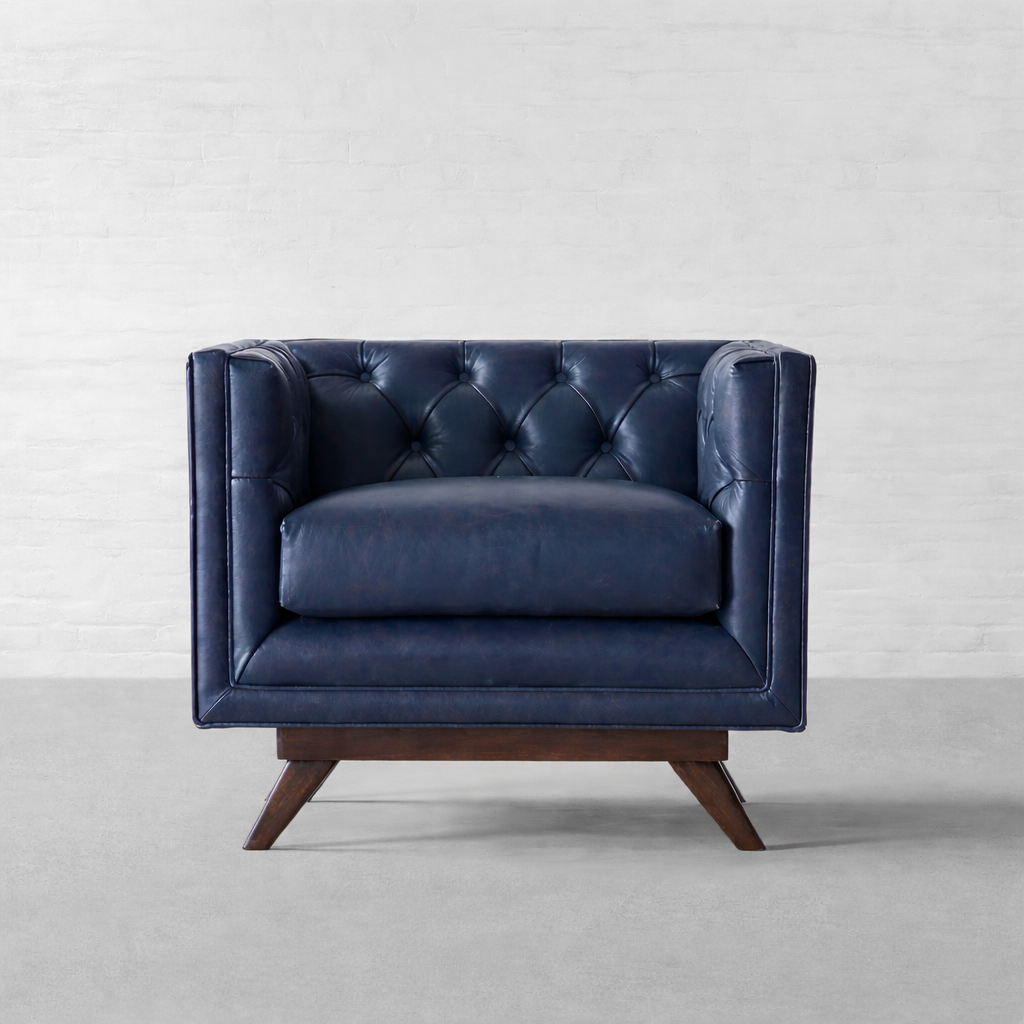 Hudson Tufted Leather Accent Arm Chair