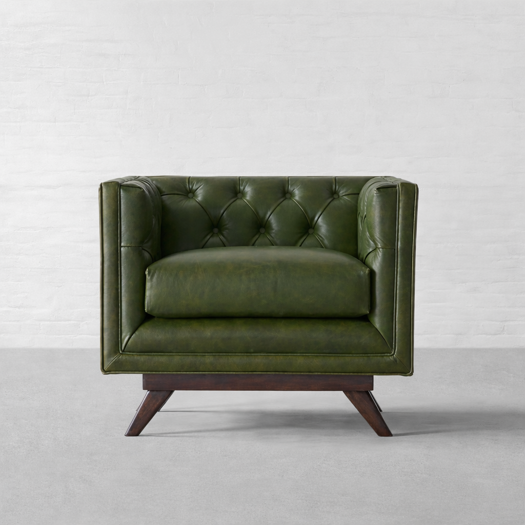 Hudson Tufted Leather Accent Arm Chair