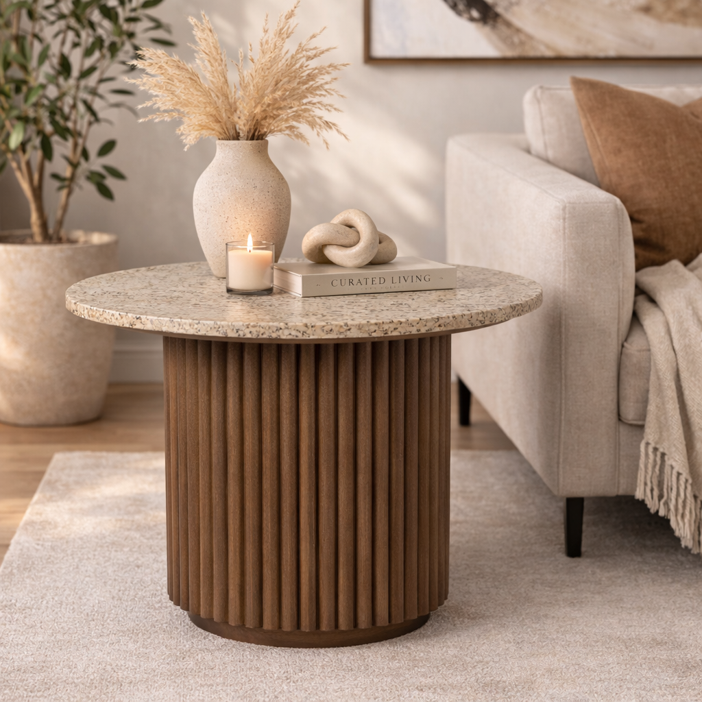 Lorenzo Terrazzo Fluted Side Table
