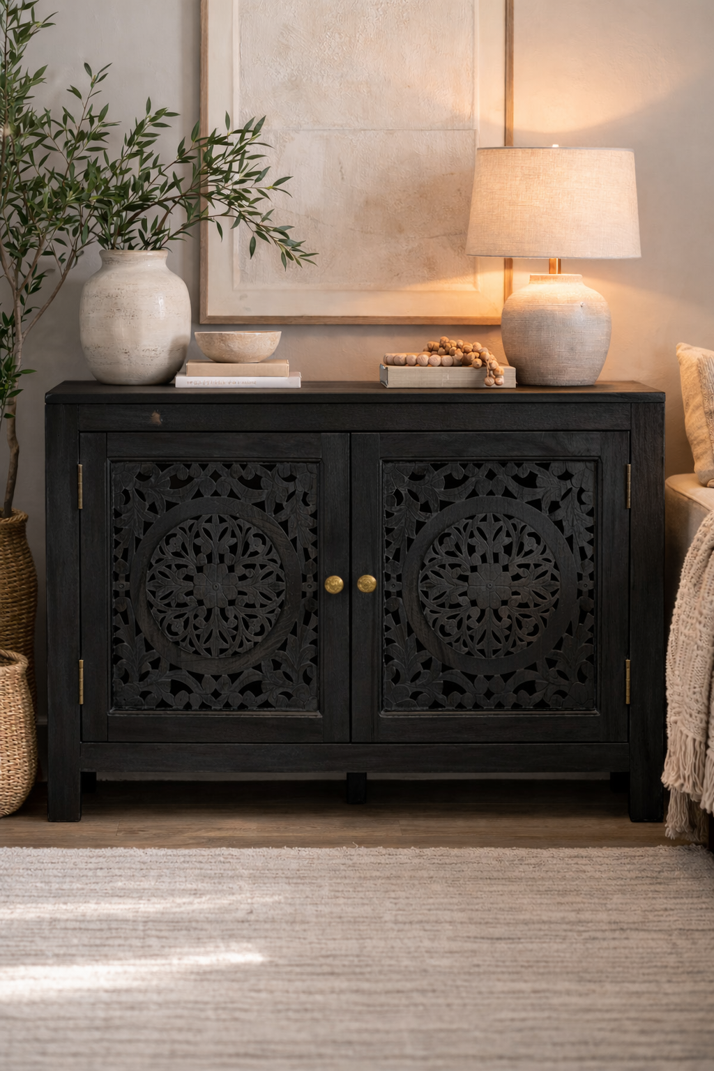 Mandara Hand-Carved Wooden Cabinet