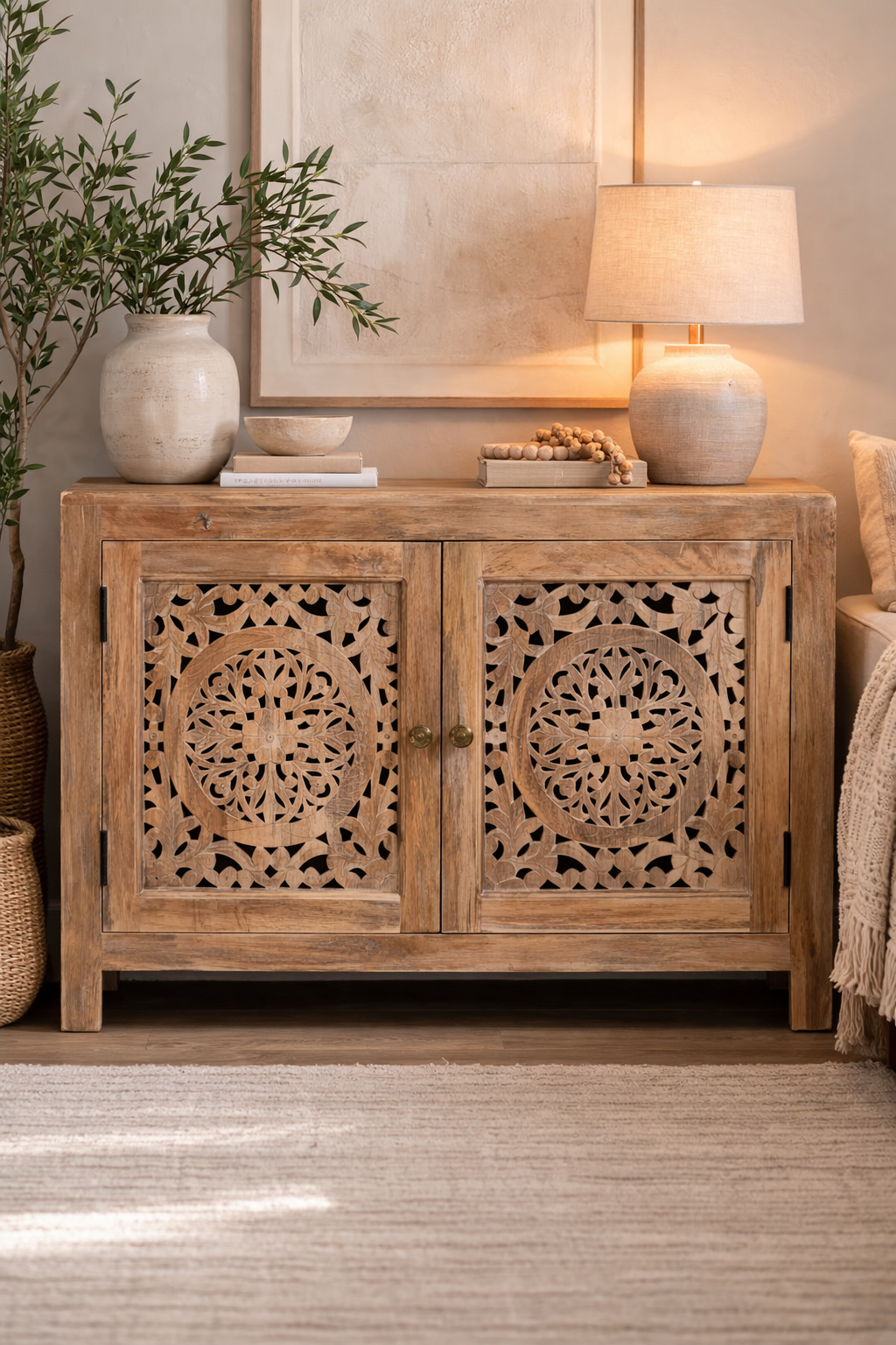 Mandara Hand-Carved Wooden Cabinet
