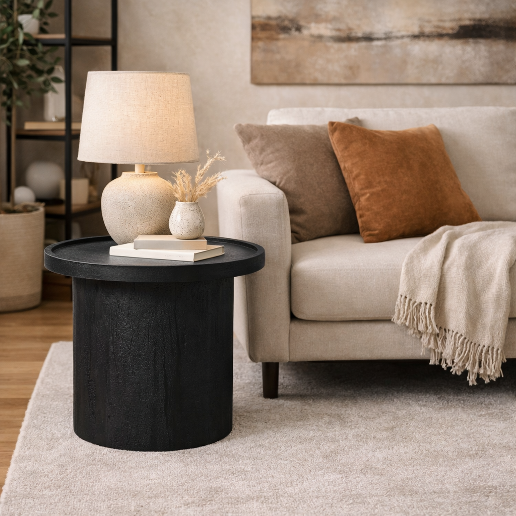 Noir Pedestal Side Table