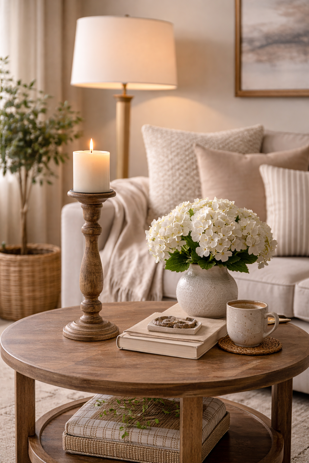 Rustica Beaded Wooden Candle Stand