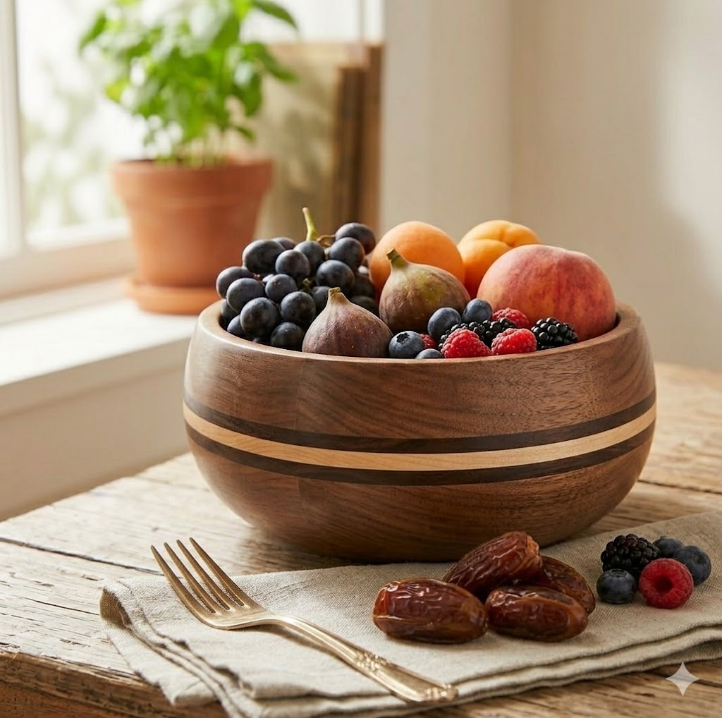 Sienna Stripe Wooden Bowl