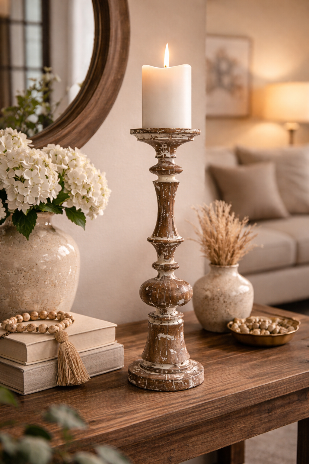 Vintage Aura Wooden Candle Stand