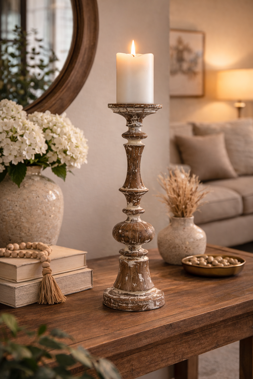 Vintage Aura Wooden Candle Stand