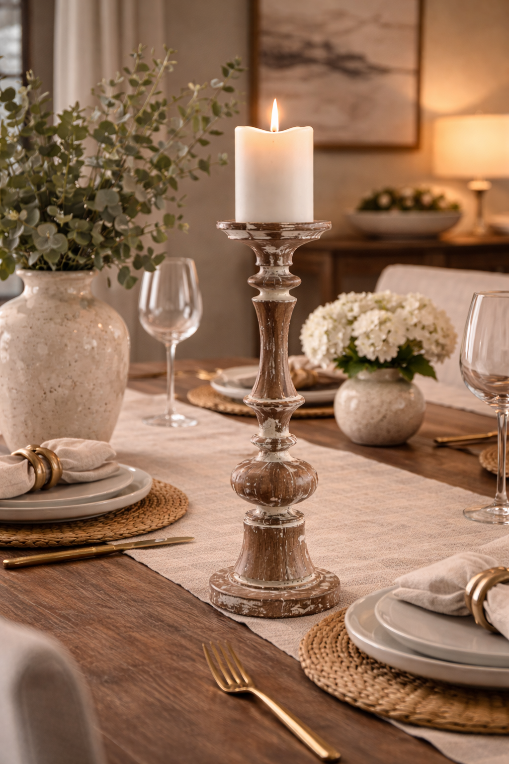 Vintage Aura Wooden Candle Stand