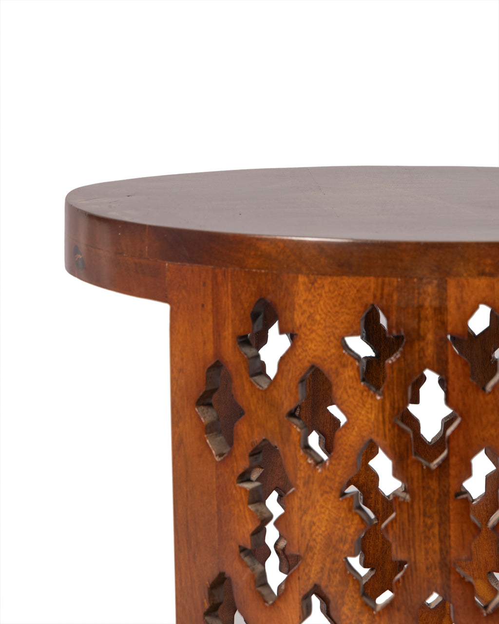 Zahara Carved Wood Accent Side Table