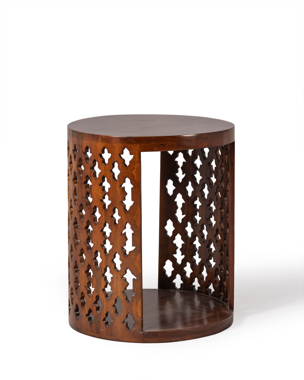 Zahara Carved Wood Accent Side Table
