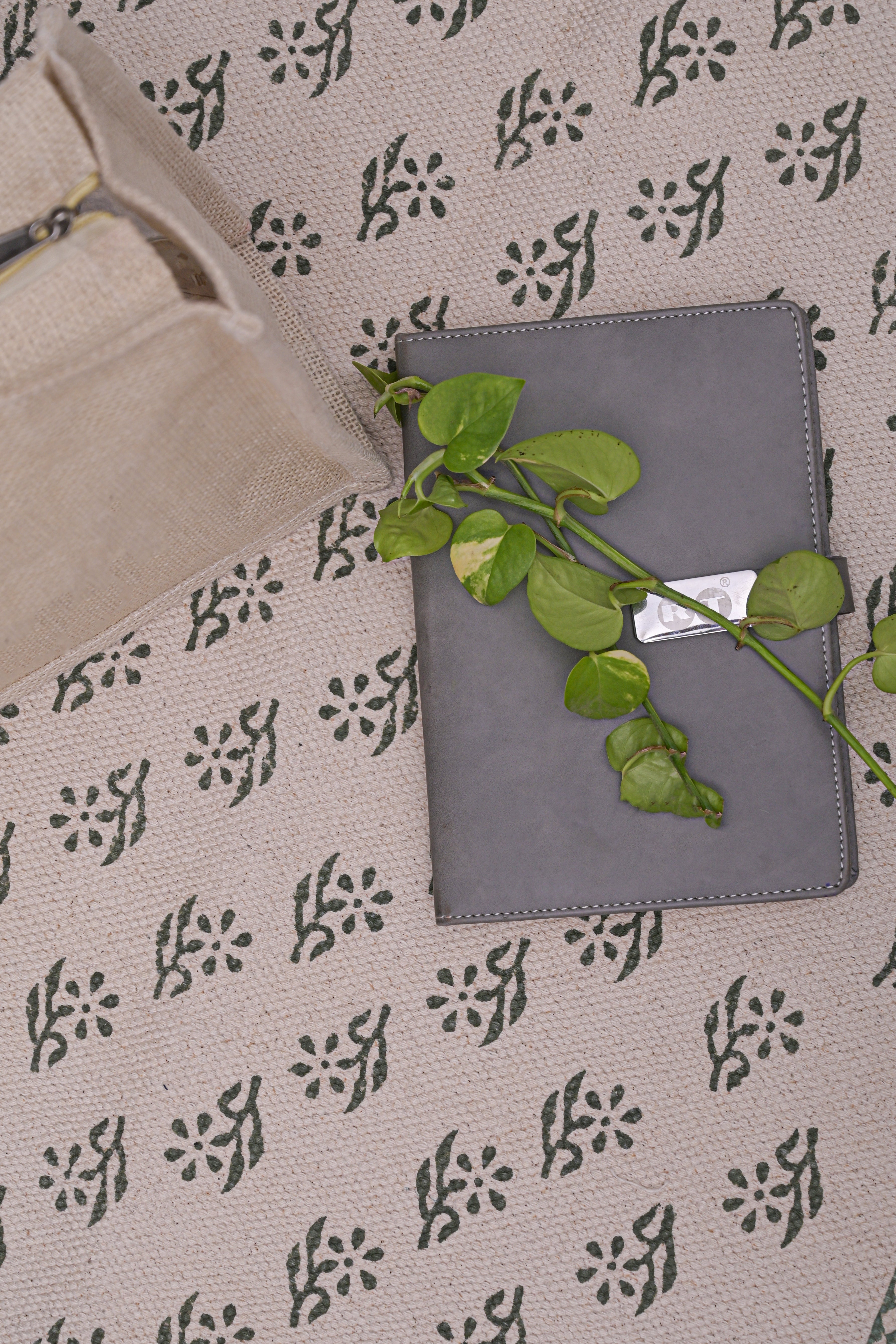 verdant dots cotton runner rug in green minimal design for hallway and entryway